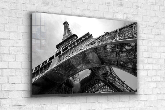 Eiffel Tower B&W View Print Tempered Glass Wall Art 100% Made in Australia Ready to Hang