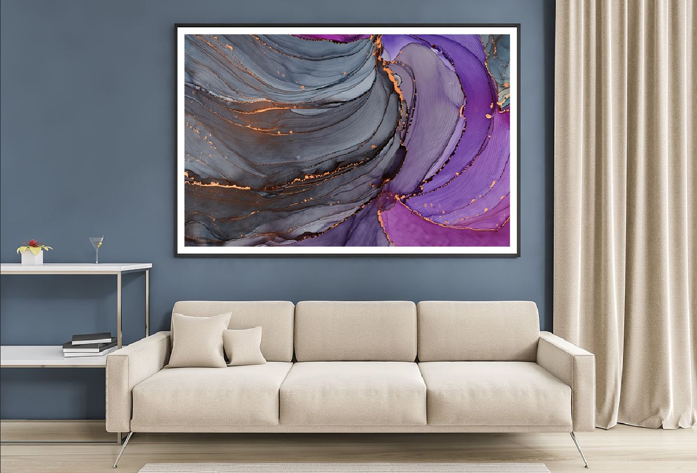 Black Purple & Gold Abstract Design Home Decor Premium Quality Poster Print Choose Your Sizes
