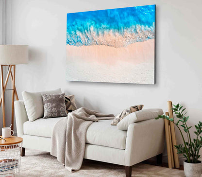 Bella Home Sea Wave & the Beach Aerial View Print Canvas Ready to hang