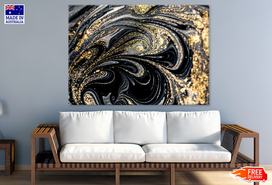 Black & Gold Abstract Design Print 100% Australian Made