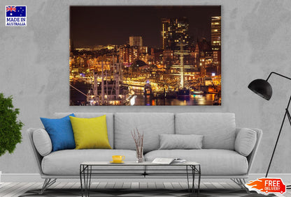 Hamburg Night View Photograph Germany Print 100% Australian Made