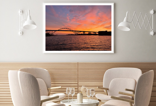 Bridge On Sea Sunset Scenery View Photograph Home Decor Premium Quality Poster Print Choose Your Sizes