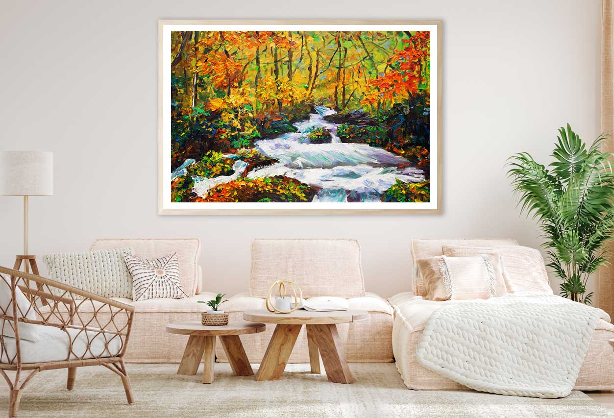 Autumn Trees Cascade Oil Painting Home Decor Premium Quality Poster Print Choose Your Sizes