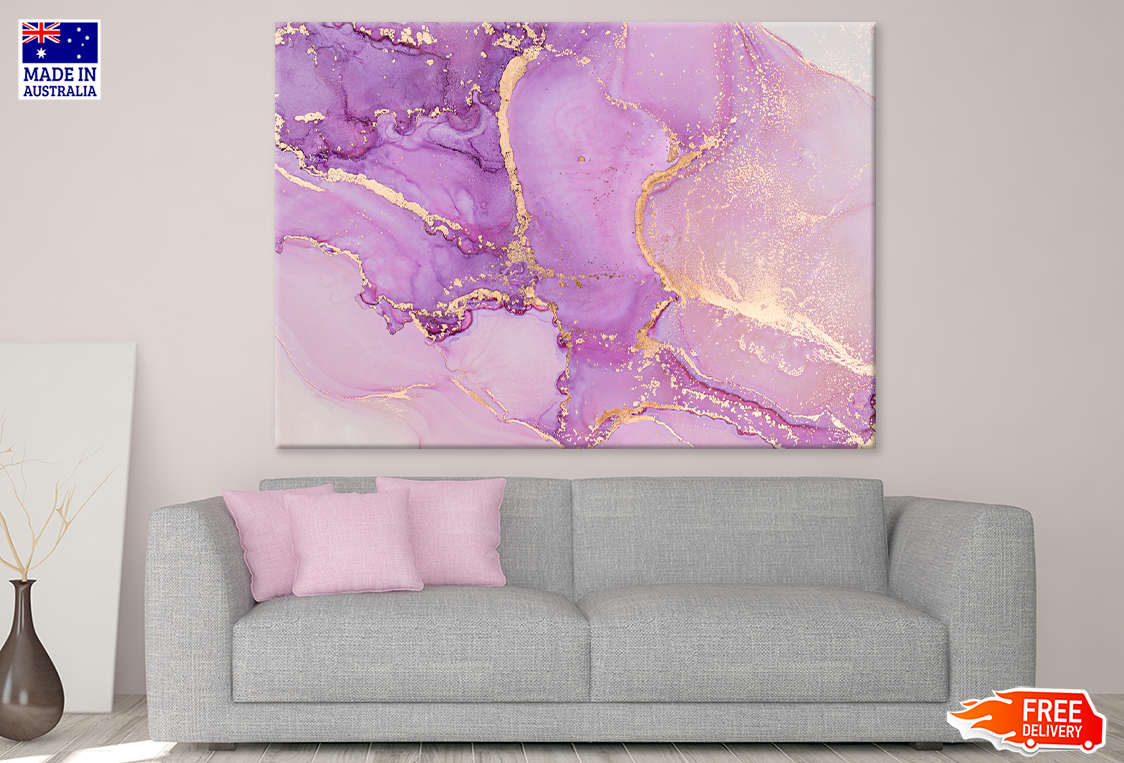 Pink Purple & Gold Abstract Design Print 100% Australian Made
