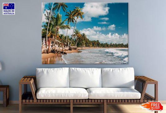 Palm Trees & Sea Shore Sky View Photograph Print 100% Australian Made