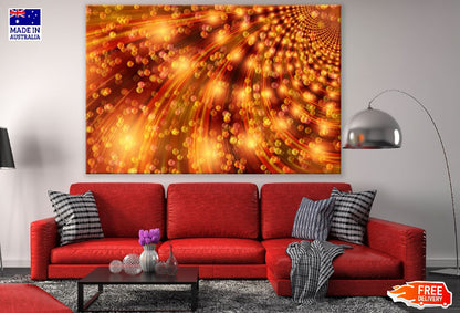 Gold Orange Lines & Circles Digital Abstract Design Print 100% Australian Made