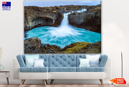 Waterfall Falling to Beach Photograph Print 100% Australian Made