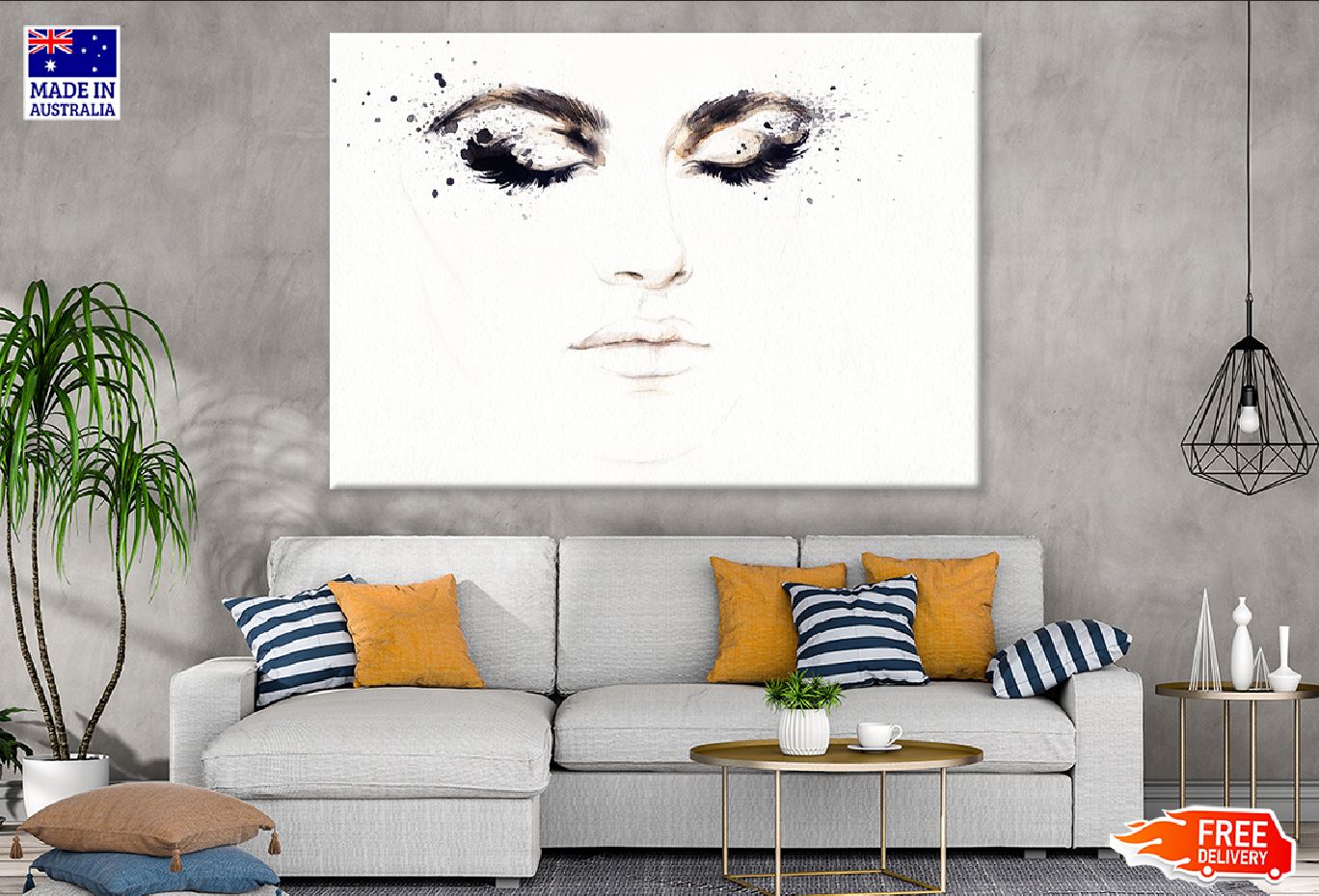 Abstract Makeup Girl Face Wtaercolor Painting Print 100% Australian Made