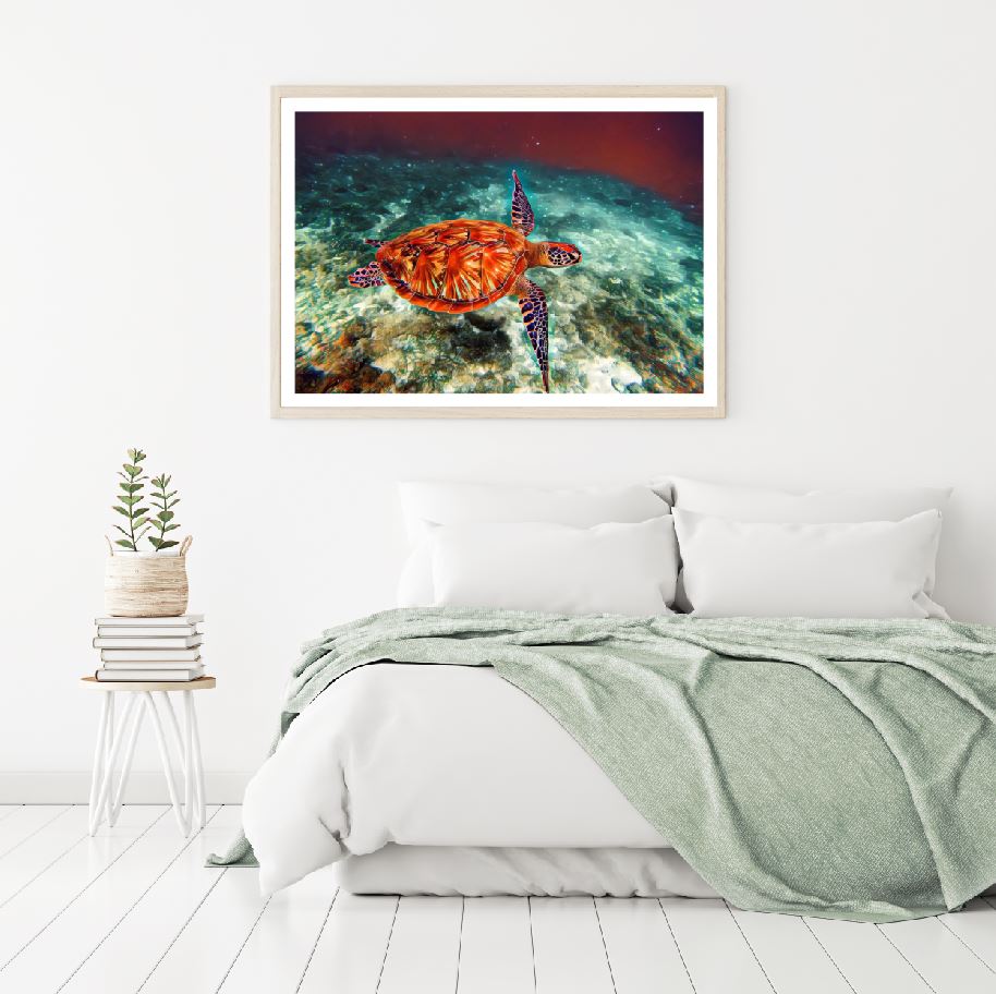Sea Turtle Underwater Painting Home Decor Premium Quality Poster Print Choose Your Sizes