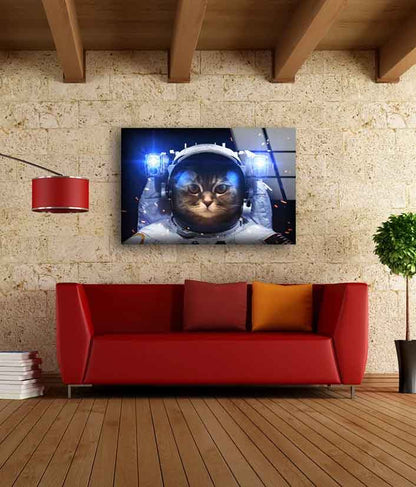 Cat in Astronaut Kit Photograph Acrylic Glass Print Tempered Glass Wall Art 100% Made in Australia Ready to Hang