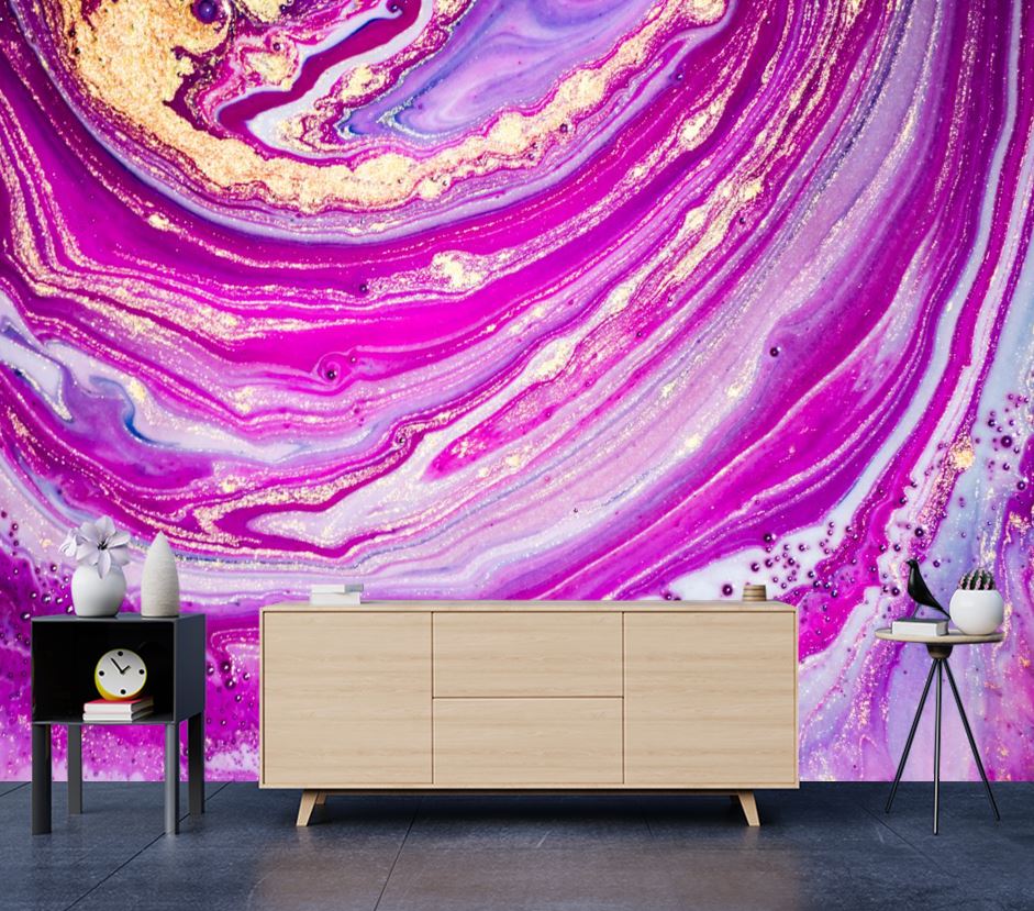 Wallpaper Murals Peel and Stick Removable Pink & Gold Abstract Design High Quality