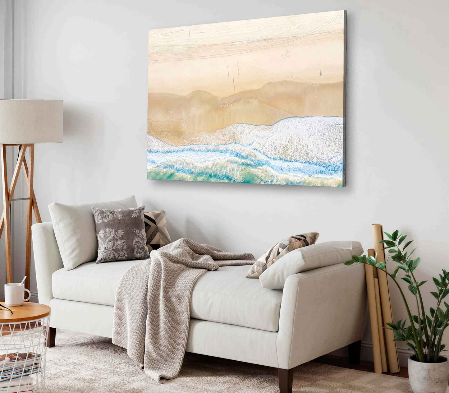 Bella Home Sea Waves on Shore Aerial View Print Canvas Ready to hang