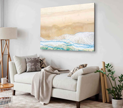 Bella Home Sea Waves on Shore Aerial View Print Canvas Ready to hang