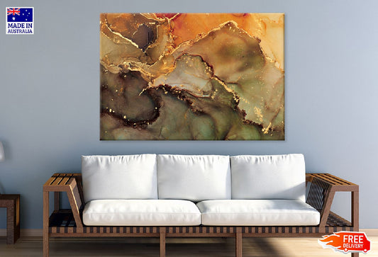 Brown Orange & Gold Abstract Design Print 100% Australian Made