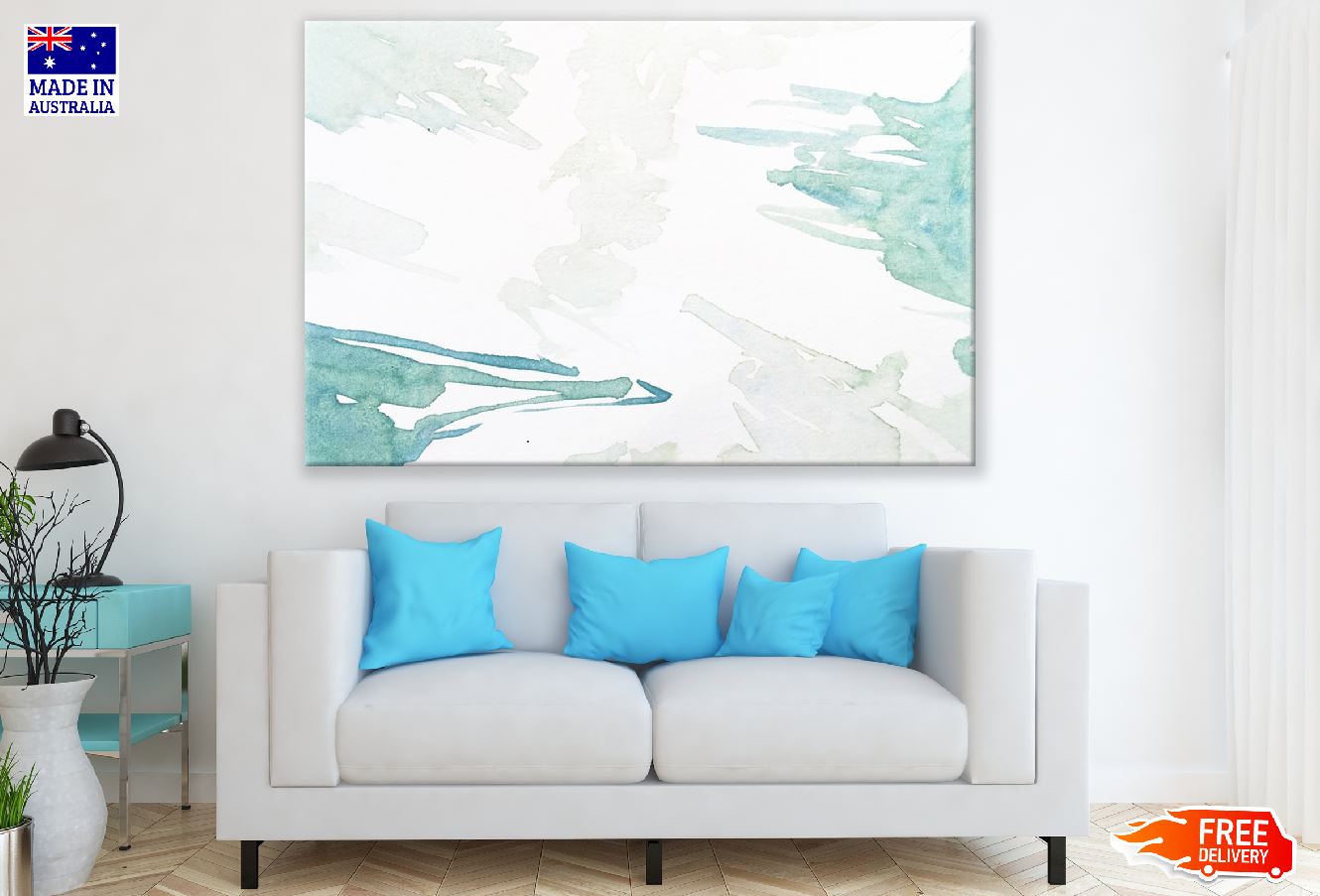 Grey & Green Abstract Design Print 100% Australian Made