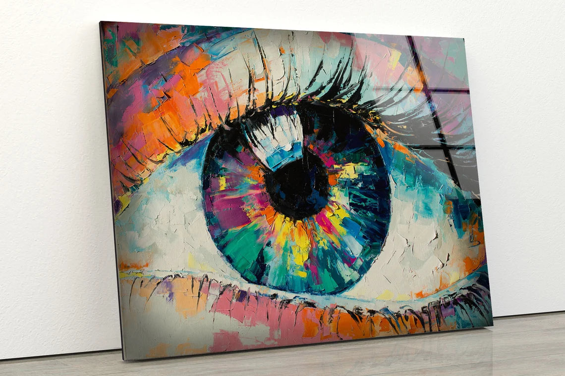 Colorful Abstract Eye Watercolor Painting Acrylic Glass Print Tempered Glass Wall Art 100% Made in Australia Ready to Hang