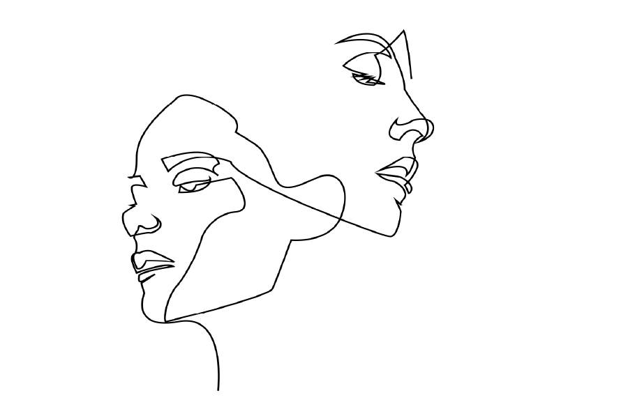 Woamn Faces and Hairstyle B&W Line Art Design Print 100% Australian Made