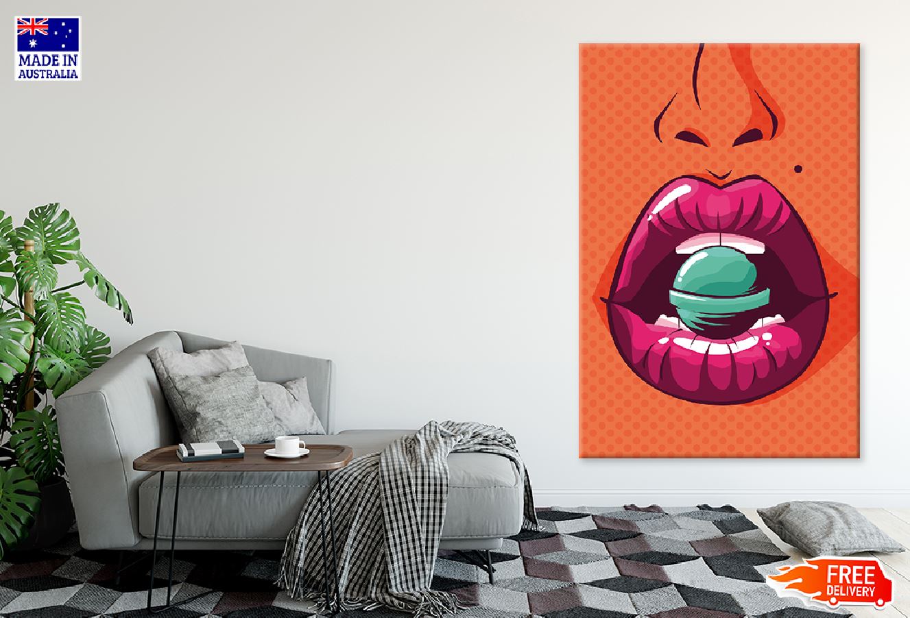 Girl Biting a Lollipop Illustration Print 100% Australian Made