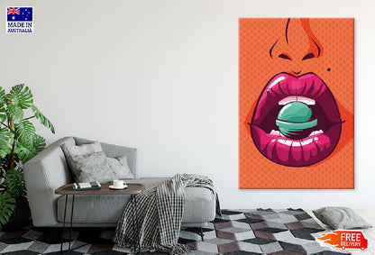 Girl Biting a Lollipop Illustration Print 100% Australian Made