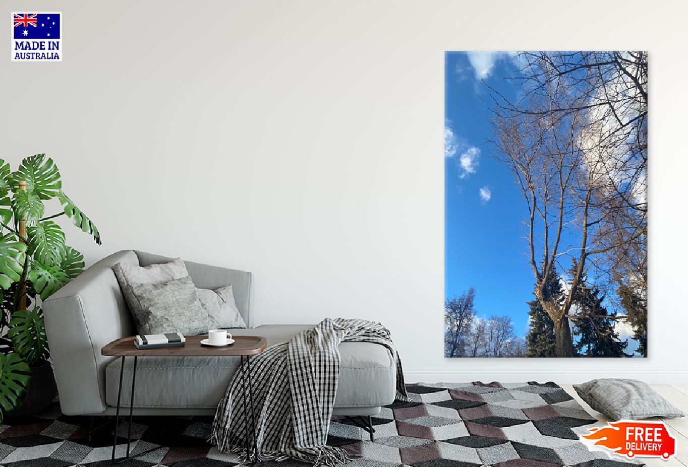 Dead Tree Branches Blue Sky View Photograph Print 100% Australian Made