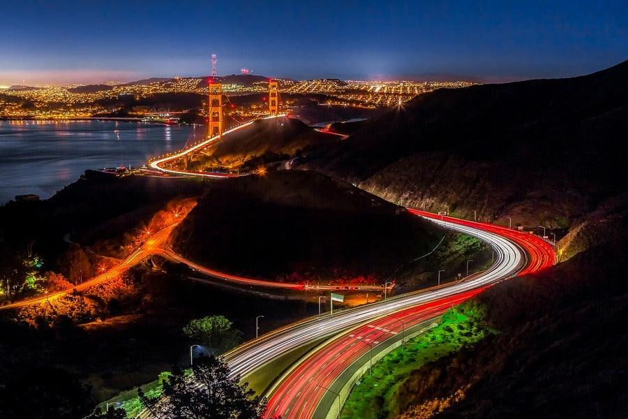 San Francisco Roads Night View Photograph Print 100% Australian Made