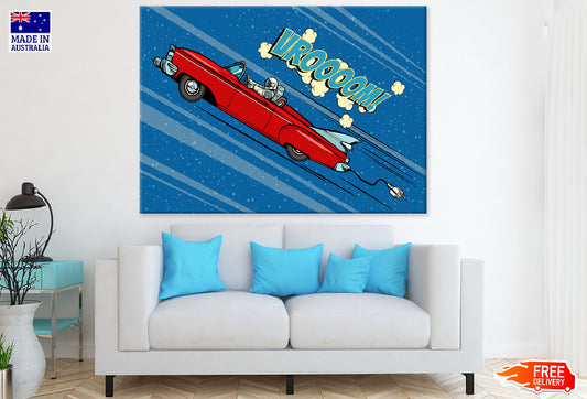 Astronaut Riding A Car & Vrooom Quote Print 100% Australian Made