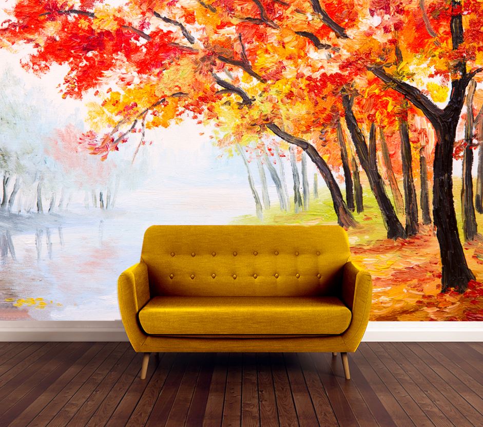 Wallpaper Murals Peel and Stick Removable Colorful Trees Watercolor Painting High Quality