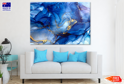 Blue & Gold Abstract Design Print 100% Australian Made