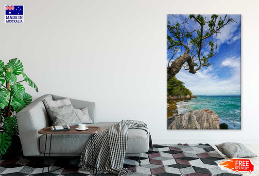Sand Beach Among Rocks Koh Lan Island Print 100% Australian Made