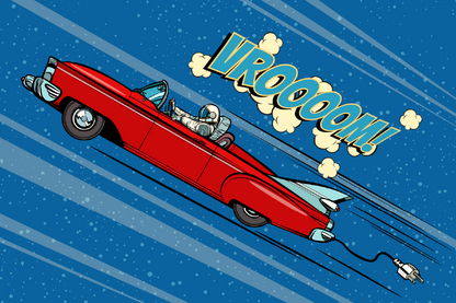 Astronaut Riding A Car & Vrooom Quote Print 100% Australian Made