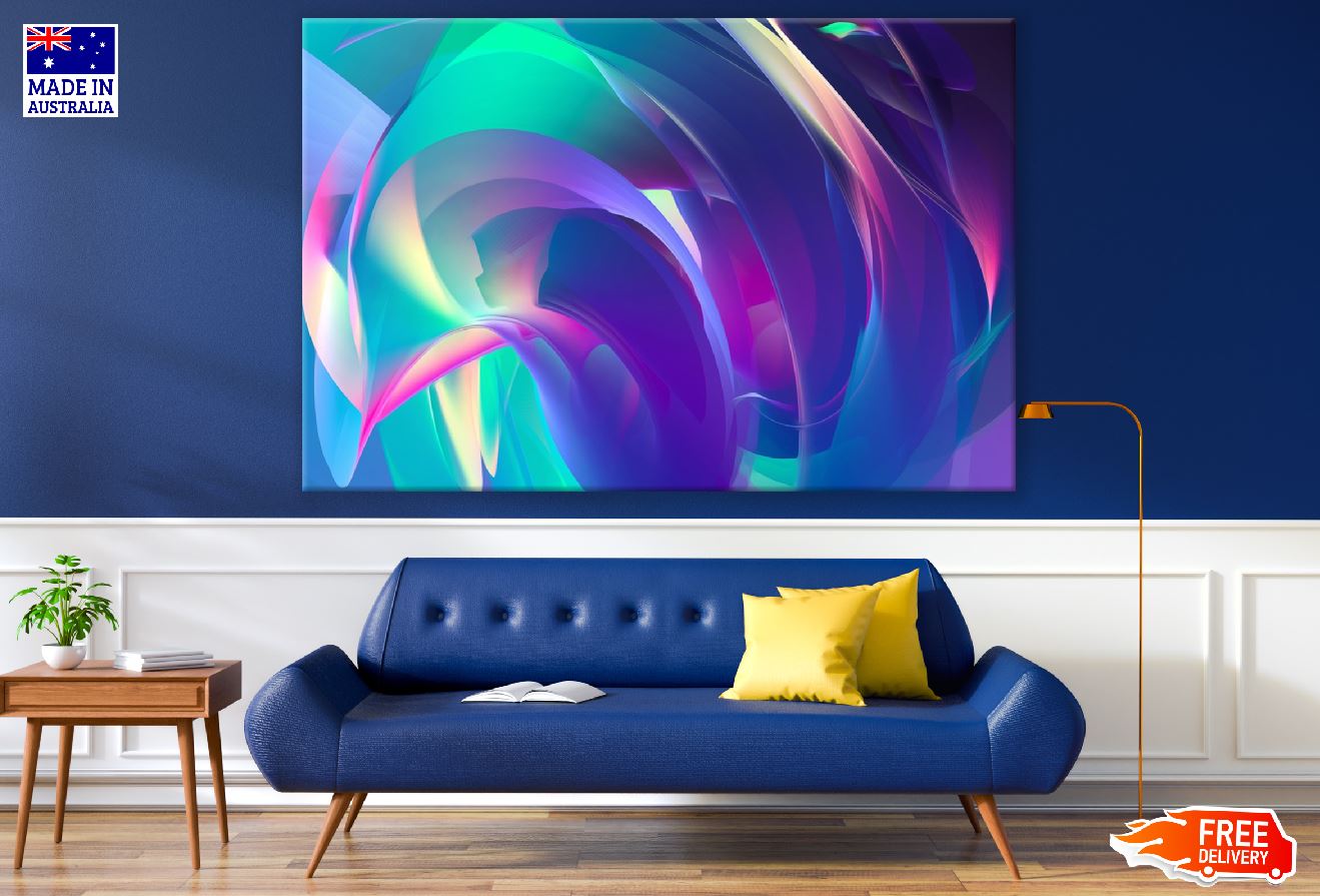Green Blue & Purple 3D Abstract Design Print 100% Australian Made