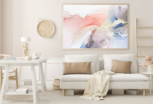 Pink Blue & Gold Abstract Fluid Design Home Decor Premium Quality Poster Print Choose Your Sizes