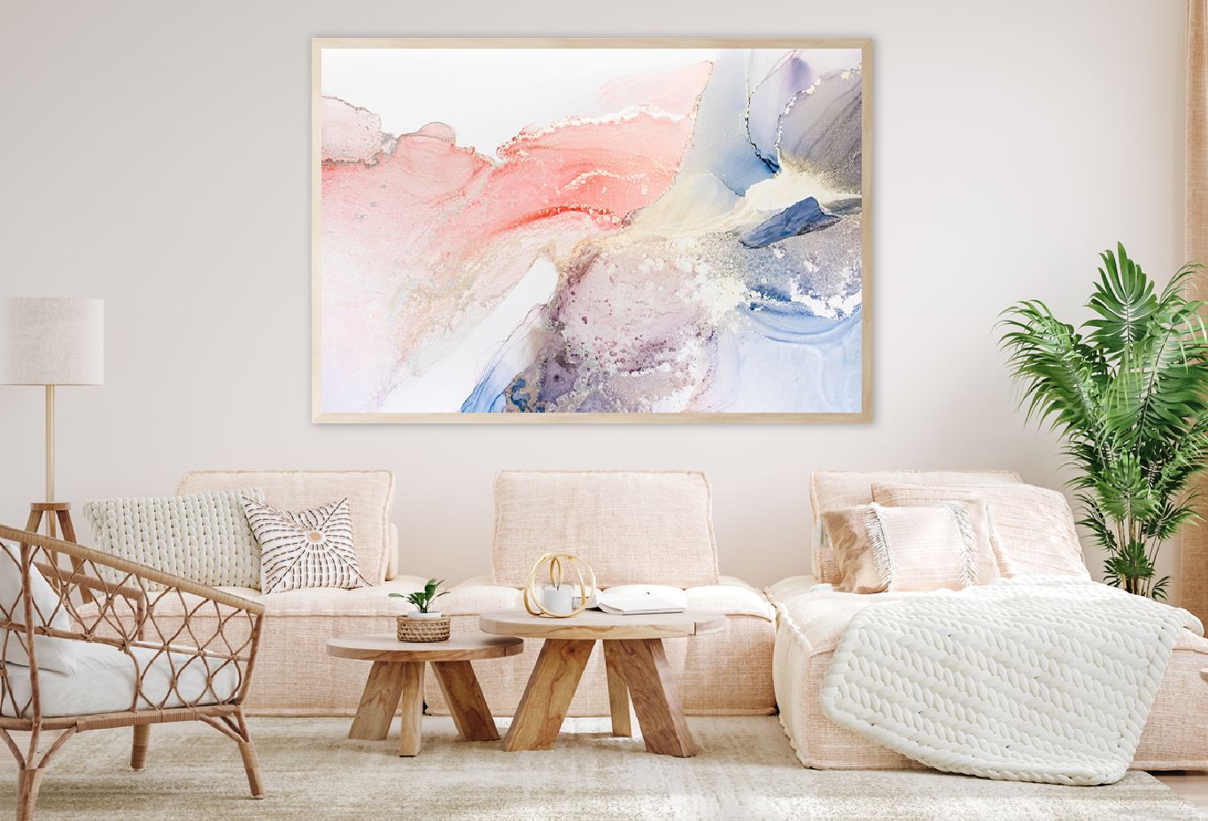 Pink Blue & Gold Abstract Fluid Design Home Decor Premium Quality Poster Print Choose Your Sizes