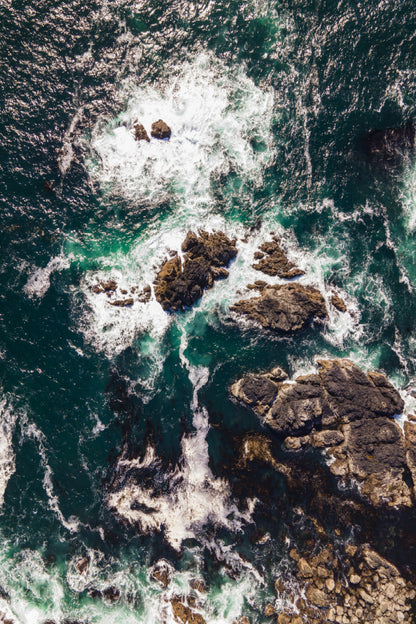 Sea with Rocky Stones Aerial View Photograph Print 100% Australian Made