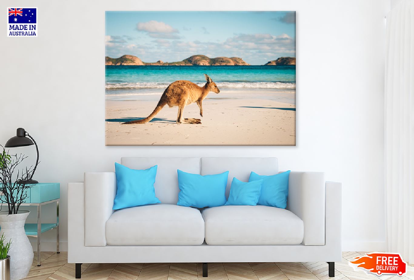 Kangaroo at Lucky Bay Beach View Photograph Print 100% Australian Made