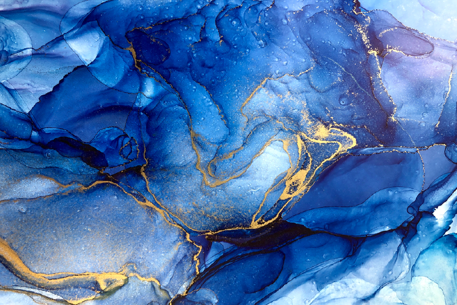 Blue & Gold Abstract Design Print 100% Australian Made