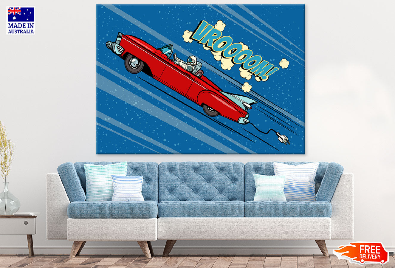 Astronaut Riding A Car & Vrooom Quote Print 100% Australian Made