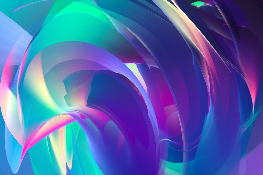Green Blue & Purple 3D Abstract Design Print 100% Australian Made