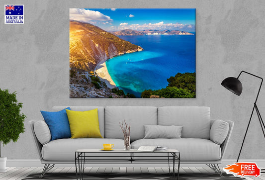 Myrtos Beach Aerial View Photograph Greece Print 100% Australian Made