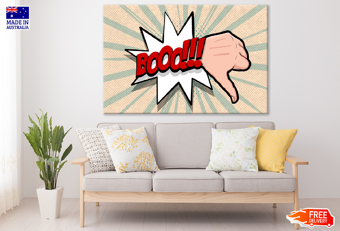 BOOO Quote & Hand Sign Illustration Print 100% Australian Made
