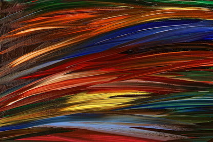 Blue Yellow & Red Lines Abstract Design Print 100% Australian Made