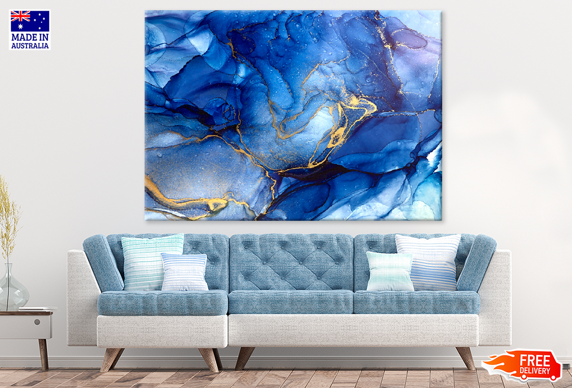 Blue & Gold Abstract Design Print 100% Australian Made