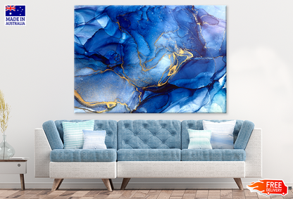 Blue & Gold Abstract Design Print 100% Australian Made