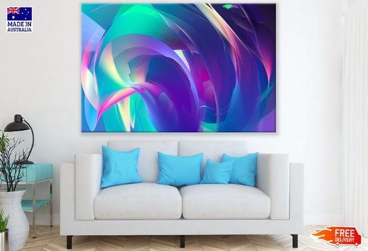 Green Blue & Purple 3D Abstract Design Print 100% Australian Made