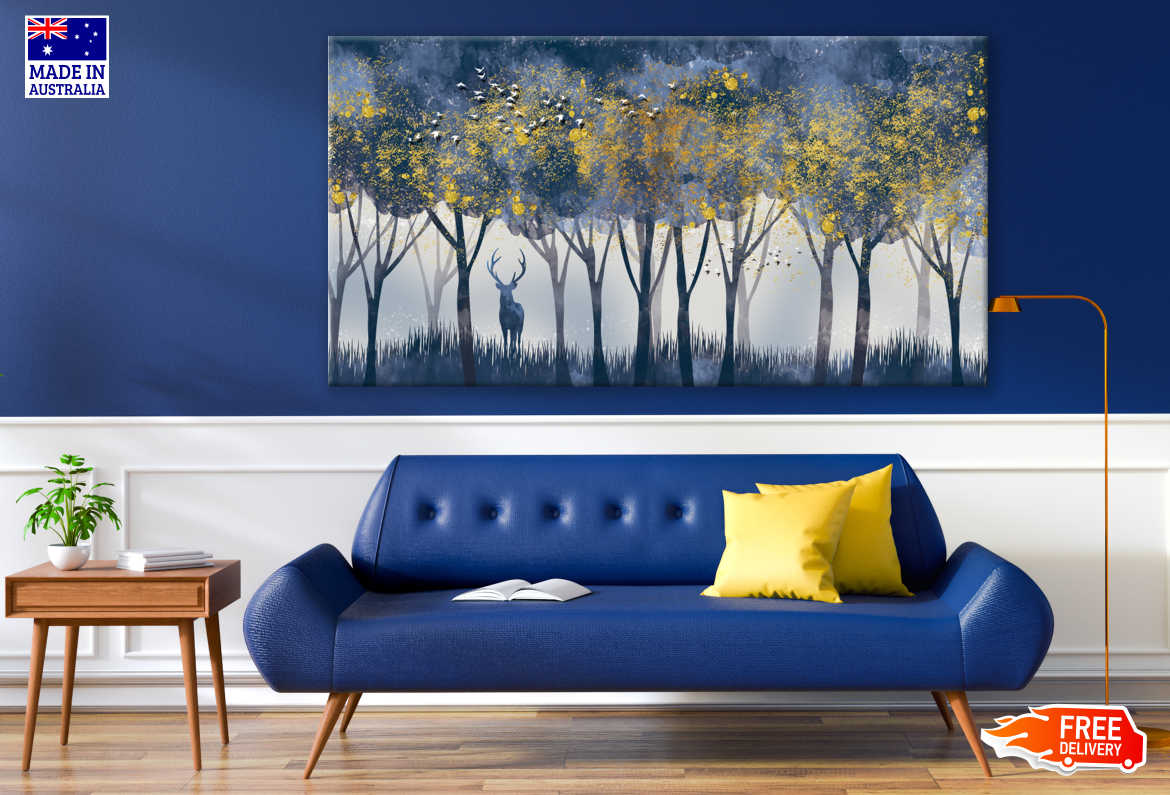 Abstract Forest & Deer Painting Print 100% Australian Made