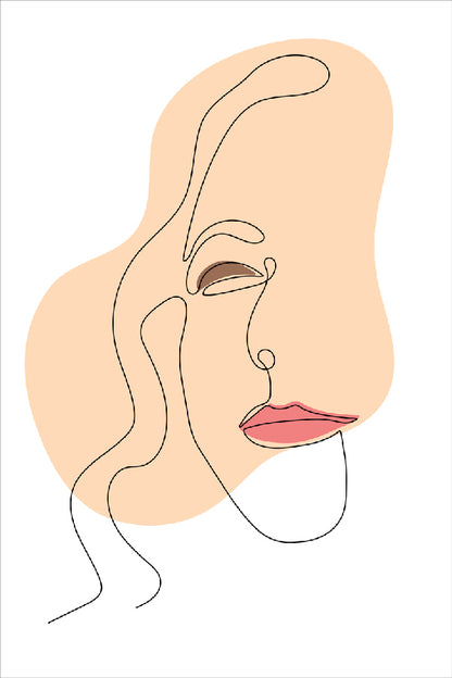 Woman Face & Red Lips Line Art Design Print 100% Australian Made