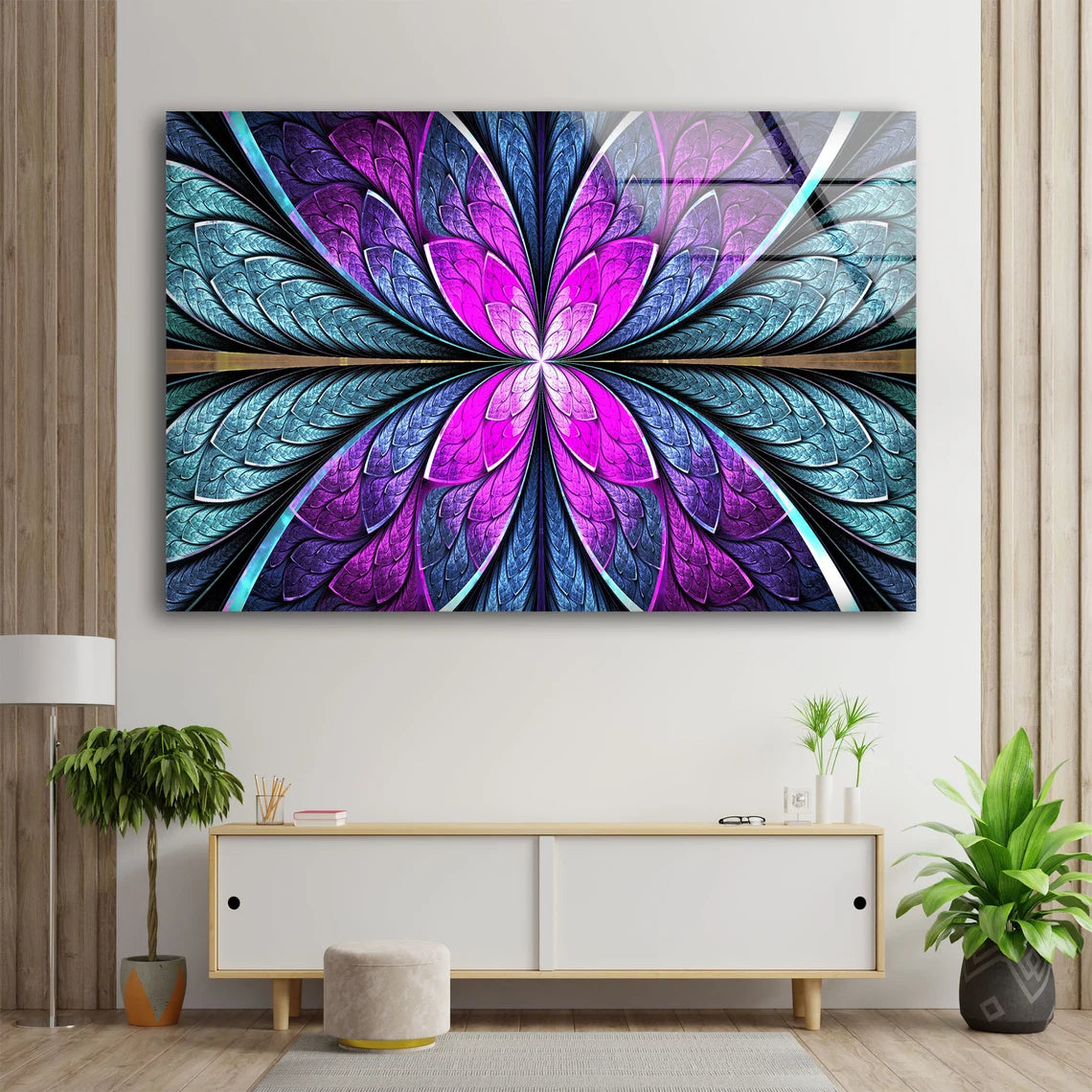 Pink & Grey Abstract Fractal Design Acrylic Glass Print Tempered Glass Wall Art 100% Made in Australia Ready to Hang