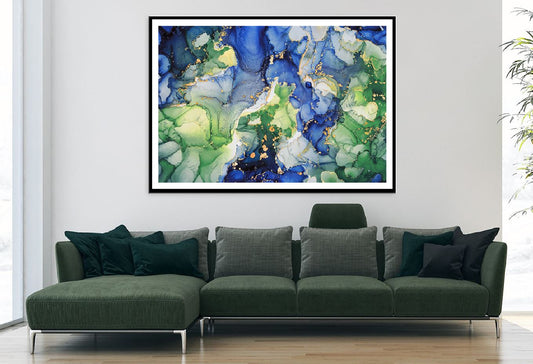Dark Blue & Green Gold Abstract Design Home Decor Premium Quality Poster Print Choose Your Sizes