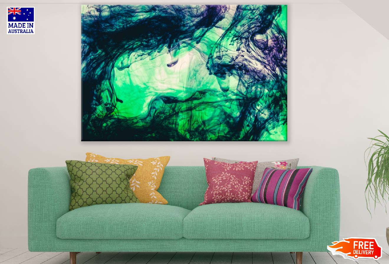 Green & Blue Smoke Abstract Design Print 100% Australian Made