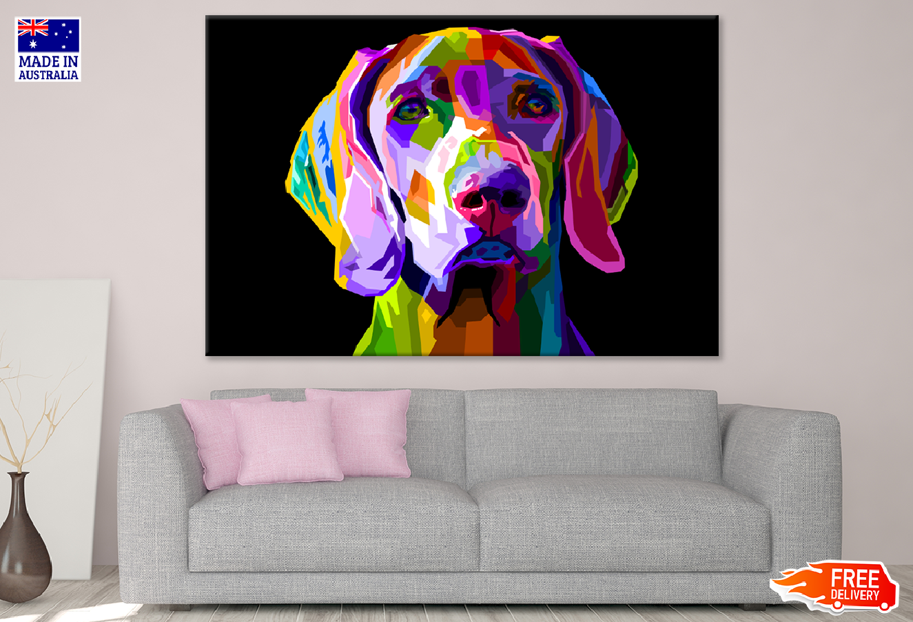 Colorful Dog Portrait Abstract Design Print 100% Australian Made